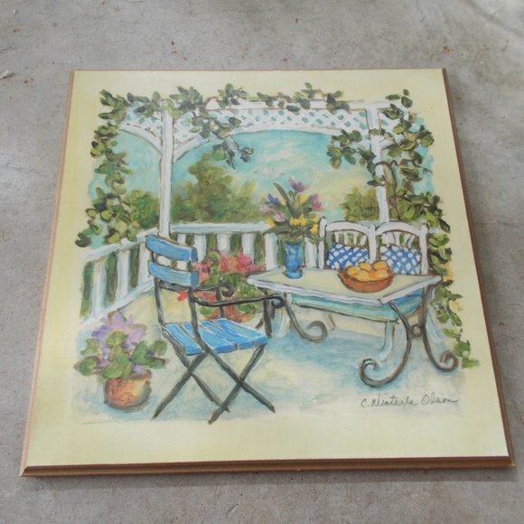 EUC, 12"x12" home decor wood plaque, signed - Picture 4 of 5